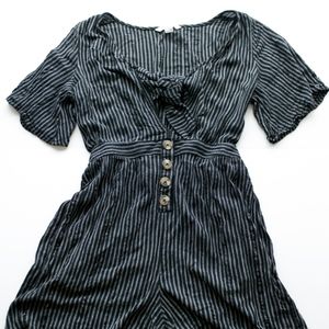American Eagle Black White Striped Romper XS